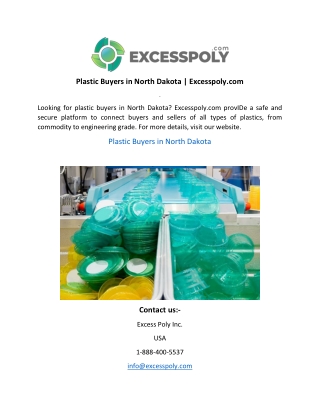 Plastic Buyers in North Dakota  Excesspoly