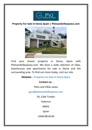 Property For Sale In Denia Spain  Plotsandvillasjavea