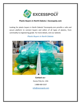 Plastic Buyers in North Dakota   Excesspoly