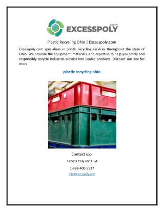 Plastic Recycling Ohio  Excesspoly.com