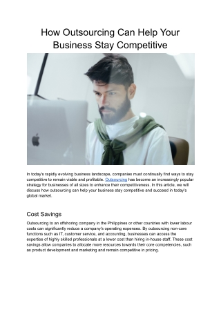 How Outsourcing Can Help Your Business Stay Competitive