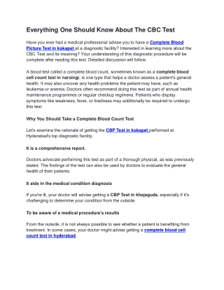 Complete Blood Test