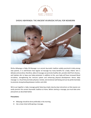 Shishu Abhyanga: The Ancient Ayurvedic Ritual For Newborn - Baby Forest