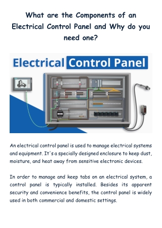 What are the components of an electrical control panel and why do you need one - Southern Controls