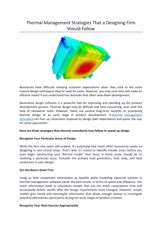 Thermal Management Strategies That a Designing Firm Should Follow