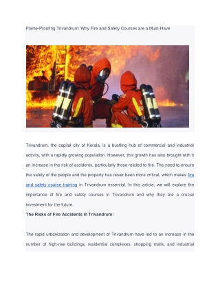 Flame-Proofing Trivandrum: Why Fire and Safety Courses are a Must-Have