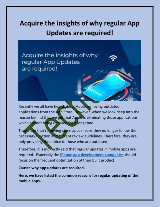 Acquire the insights of why regular App Updates are required