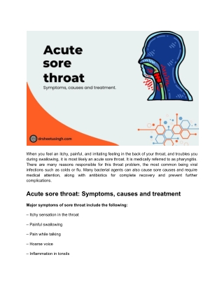 Acute sore throat_ Symptoms, causes and treatment - Dr. Sheetu Singh