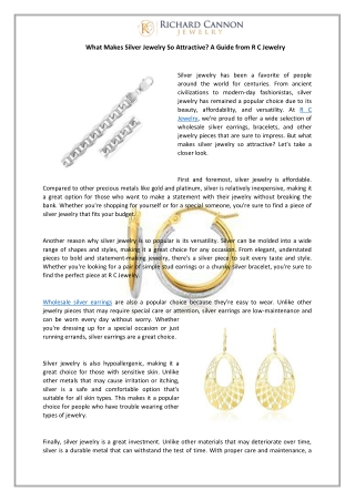What Makes Silver Jewelry So Attractive Jan 2023