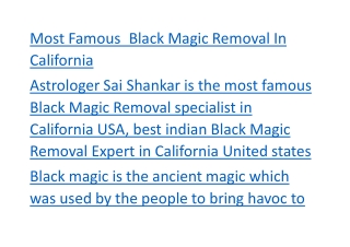 Most Famous  Black Magic Removal In California