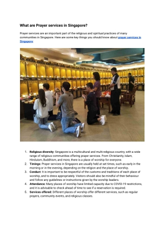 What are Prayer services in Singapore