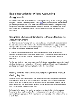 Basic Instruction for Writing Accounting Assignments