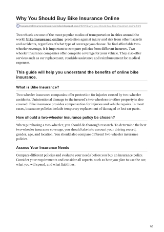 Why You Should Buy Bike Insurance Online