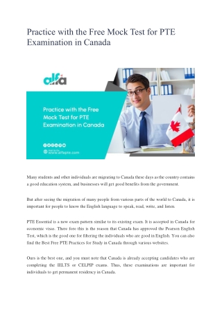 Practice with the Free Mock Test for PTE Examination in Canada