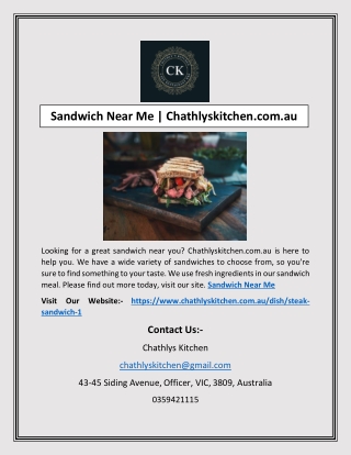 Sandwich Near Me | Chathlyskitchen.com.au