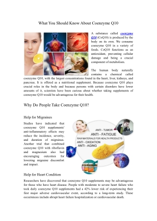 What You Should Know About Coenzyme Q10