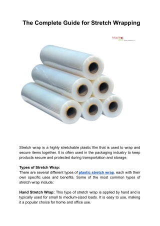 The Complete Guide for Stretch Wrapping