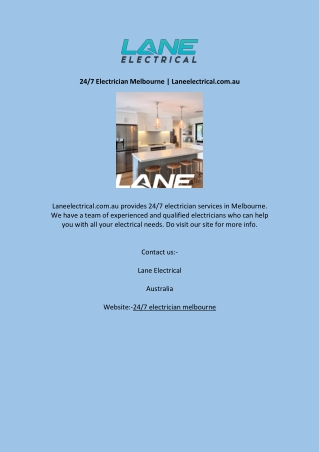 24/7 Electrician Melbourne | Laneelectrical.com.au