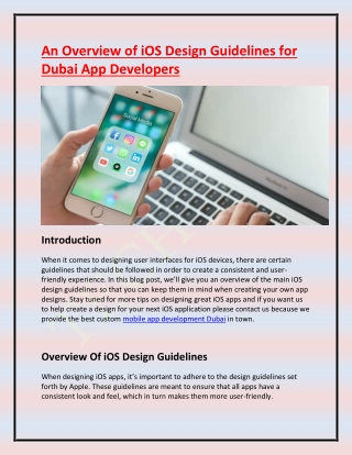 An Overview of iOS Design Guidelines for Dubai App Developers