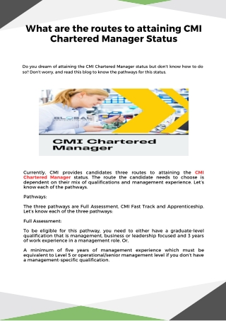 What are the routes to attaining CMI Chartered Manager Status