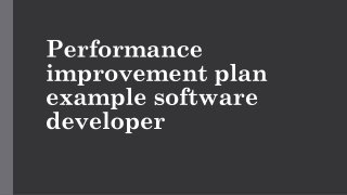 Performance improvement plan example software developer
