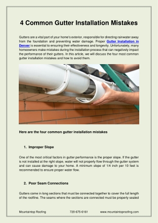 4 Common Gutter Installation Mistakes