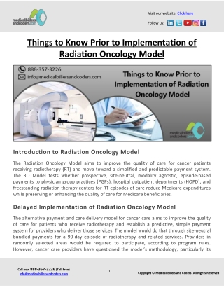 Things to Know Prior to Implementation of Radiation Oncology Model