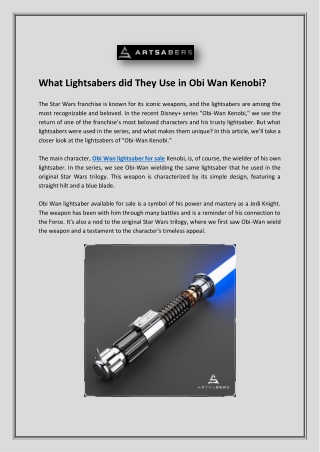 What Lightsabers did They Use in Obi Wan Kenobi