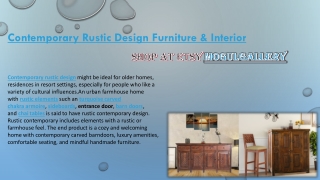 Contemporary Rustic Design Furniture & Interior