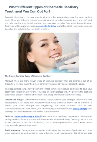 What Different Types of Cosmetic Dentistry Treatment You Can Opt For