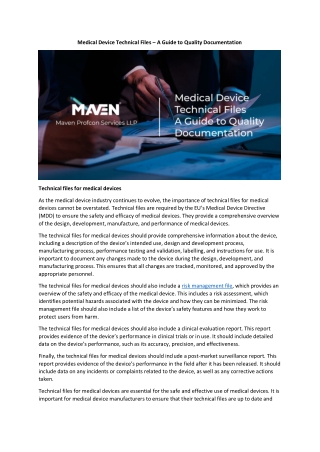Medical Device Technical Files – A Guide to Quality Documentation - Blog