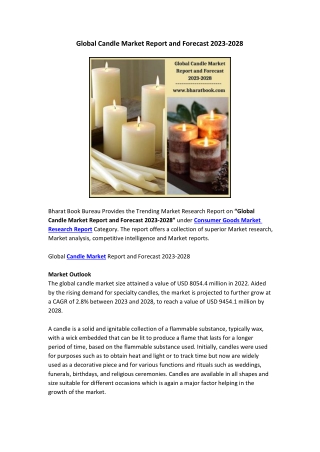 Global Candle Market Report Forecast 2023-2028