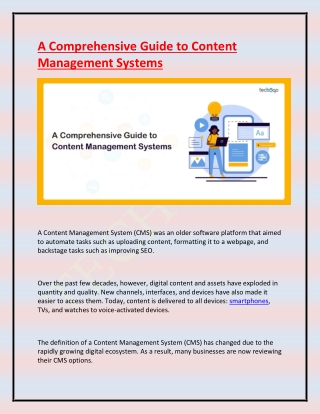 A Comprehensive Guide to Content Management Systems