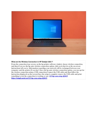 What  are the Wireless Connection in HP Deskjet 2623 ?