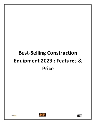 Best-Selling Construction Equipment 2023 Features & Price