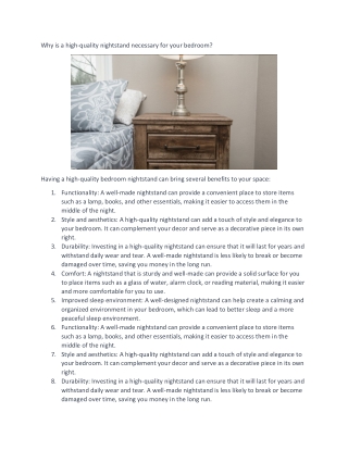 Why is a high-quality nightstand necessary for your bedroom?