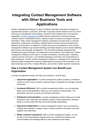 Integrating Contact Management Software with Other Business Tools and Applications