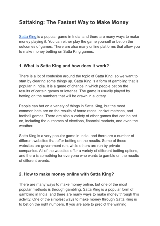 Sattaking_ The Fastest Way to Make Money