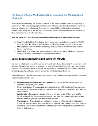 Social Media Marketing Is The Powerful Word-of Mouth Strategy