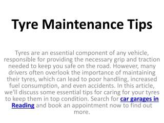 Tyre Maintenance Tips