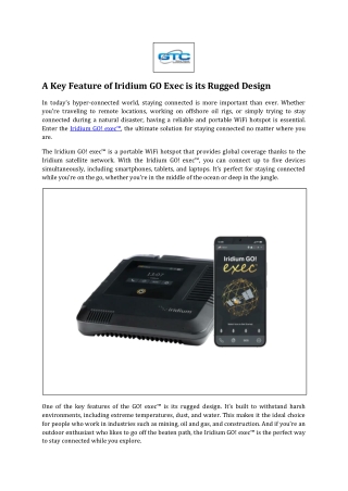 A Key Feature of Iridium GO Exec is its Rugged Design