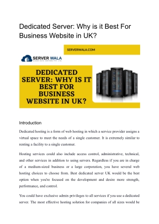 Dedicated Server_ Why is it Best For Business Website in UK_