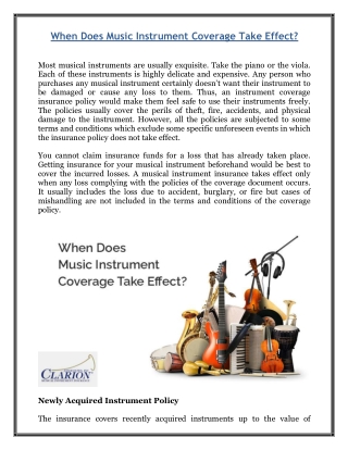 When Does Music Instrument Coverage Take Effect?