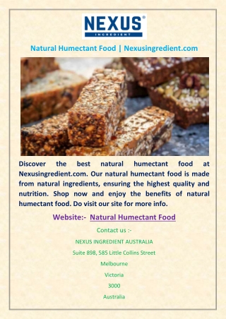 Natural Humectant Food | Nexusingredient.com