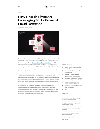 How Fintech Firms Are Leveraging ML In Financial Fraud Detection