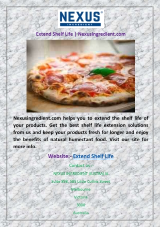 Extend Shelf Life | Nexusingredient.com