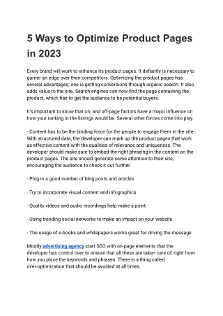 5 Ways to Optimize Product Pages in 2023