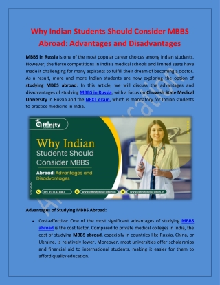 Why Indian Students Should Consider MBBS Abroad: Advantages and Disadvantages