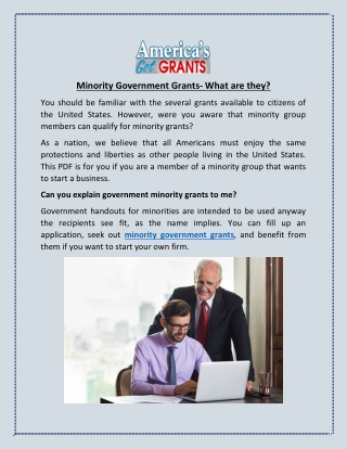 Minority Government Grants- What are they?