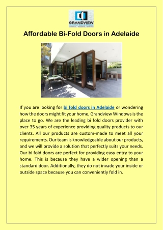 Affordable Bi-Fold Doors in Adelaide